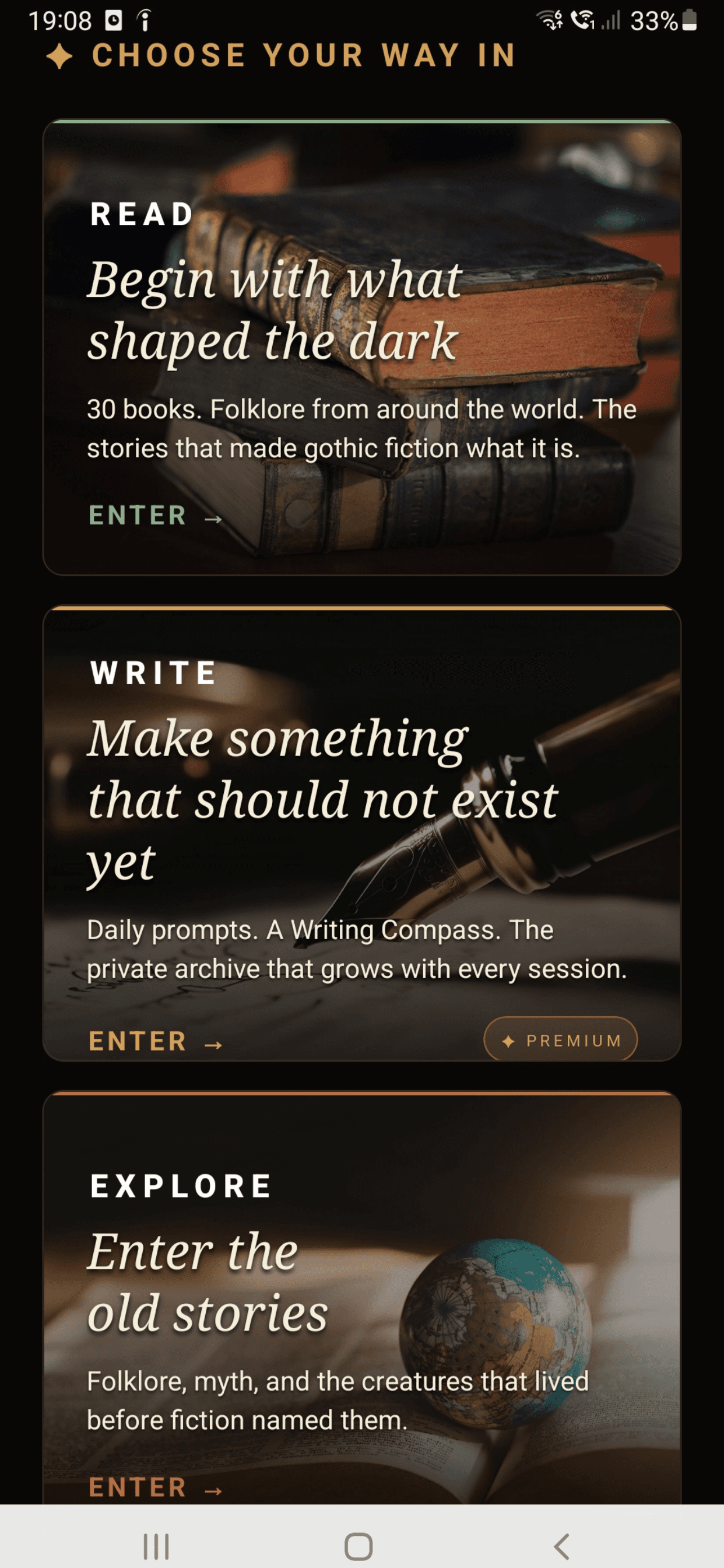 Choose your way in: Read, Write, Explore